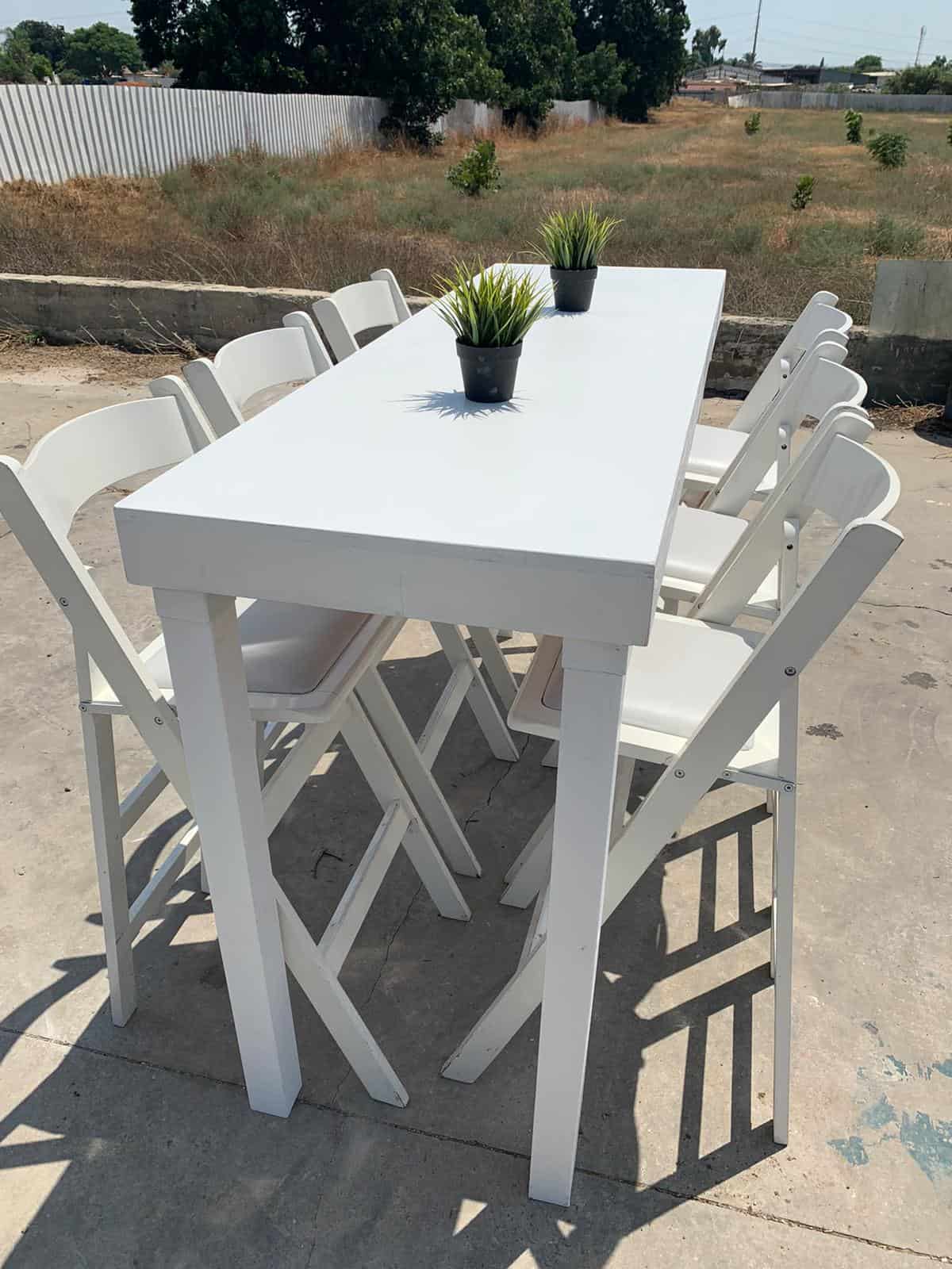 שולחן בר לבן 180X60 להשכרה