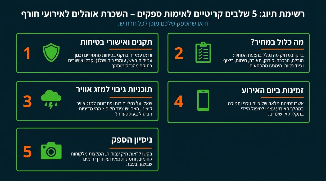 5 דברים לבדוק לפני בחירת ספק אוהל לאירוע חורפי