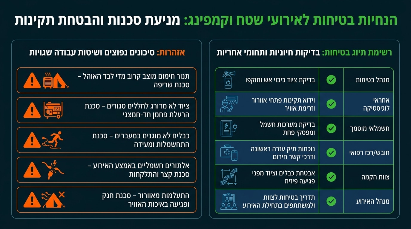 טעויות בטיחות נפוצות בחימום אוהל לאירוע ואיך להימנע מהן