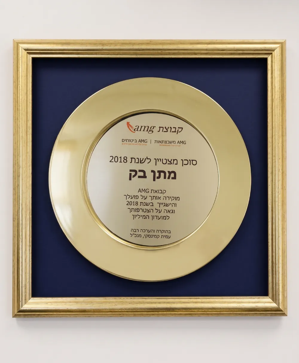 תעודת הוקרה AMG מתן בק 2018
